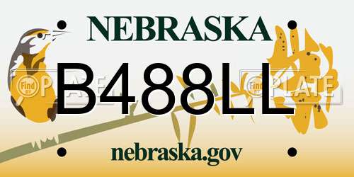 B488LL Nebraska License Plate