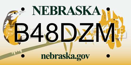 B48DZM Nebraska License Plate
