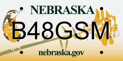 B48GSM Nebraska License Plate
