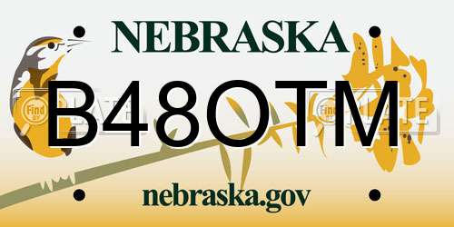 B48OTM Nebraska License Plate