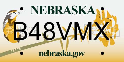 B48VMX Nebraska License Plate
