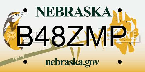 B48ZMP Nebraska License Plate