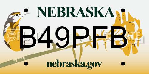 B49PFB Nebraska License Plate