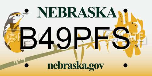 B49PFS Nebraska License Plate