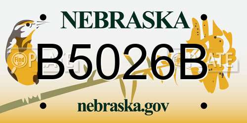 B5026B Nebraska License Plate