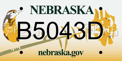 B5043D Nebraska License Plate
