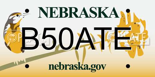 B50ATE Nebraska License Plate
