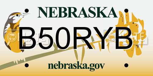 B50RYB Nebraska License Plate