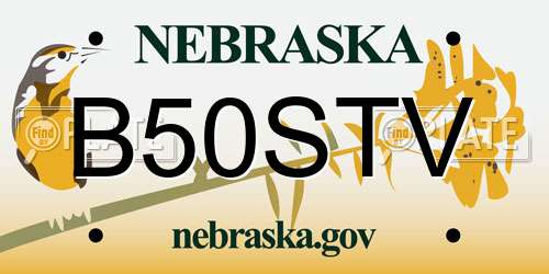 B50STV Nebraska License Plate