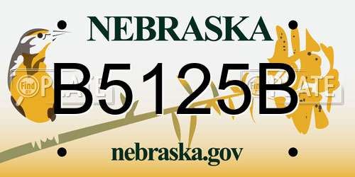 B5125B Nebraska License Plate