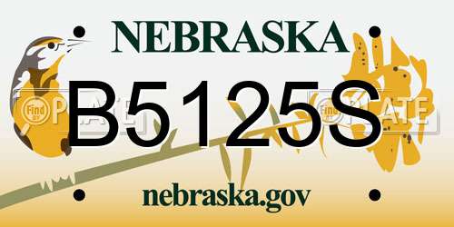 B5125S Nebraska License Plate