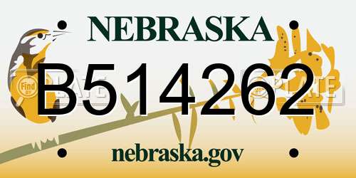 B514262 Nebraska License Plate