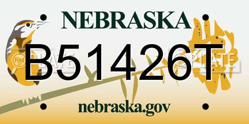 B51426T Nebraska License Plate