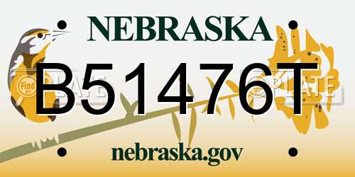 B51476T Nebraska License Plate