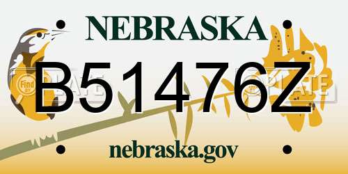 B51476Z Nebraska License Plate