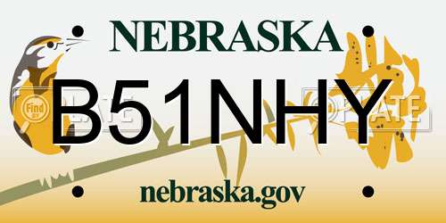 B51NHY Nebraska License Plate