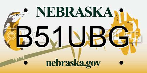 B51UBG Nebraska License Plate