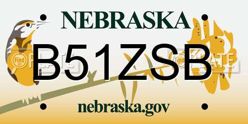 B51ZSB Nebraska License Plate