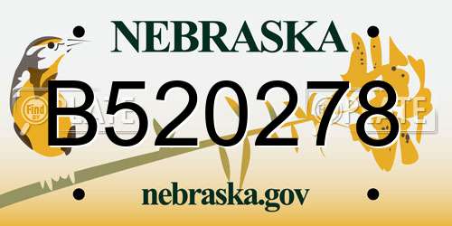 B520278 Nebraska License Plate