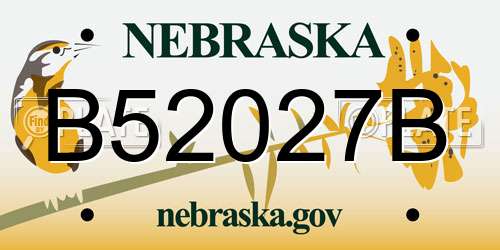 B52027B Nebraska License Plate