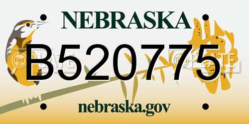 B520775 Nebraska License Plate