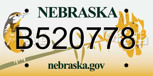 B520778 Nebraska License Plate