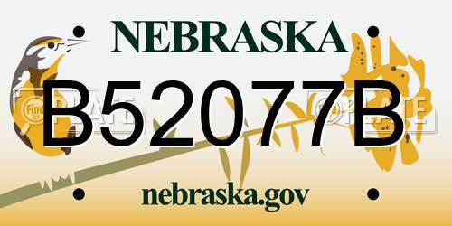 B52077B Nebraska License Plate