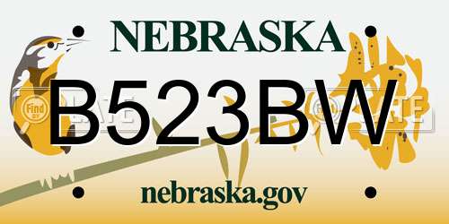 B523BW Nebraska License Plate