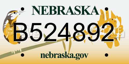 B524892 Nebraska License Plate
