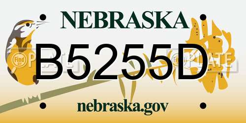 B5255D Nebraska License Plate