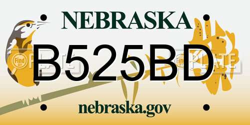 B525BD Nebraska License Plate