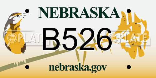 B526 Nebraska License Plate