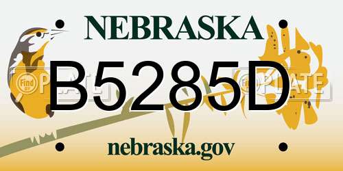 B5285D Nebraska License Plate
