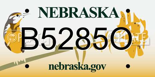 B5285O Nebraska License Plate