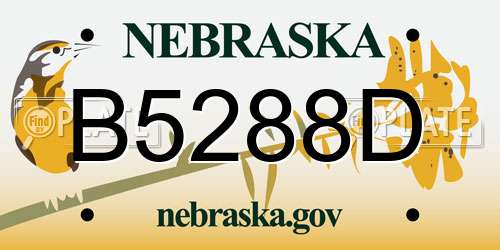 B5288D Nebraska License Plate