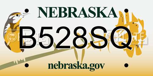 B528SQ Nebraska License Plate