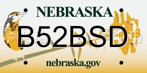 B52BSD Nebraska License Plate
