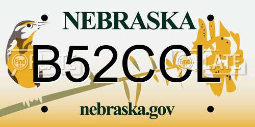 B52CCL Nebraska License Plate