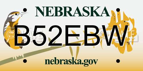 B52EBW Nebraska License Plate
