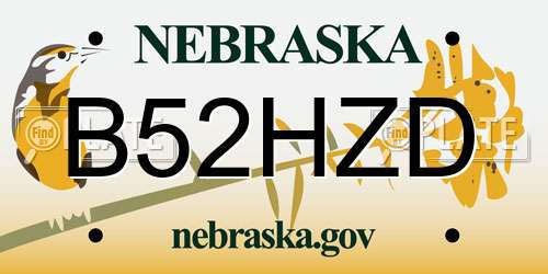 B52HZD Nebraska License Plate