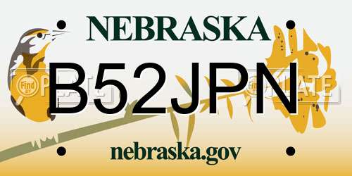 B52JPN Nebraska License Plate