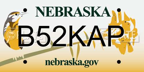 B52KAP Nebraska License Plate