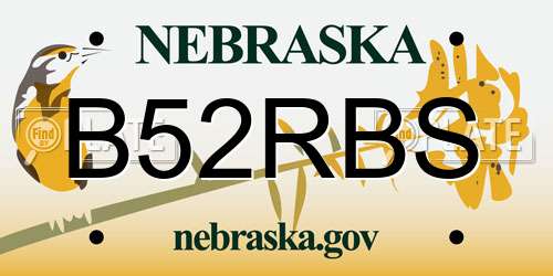 B52RBS Nebraska License Plate