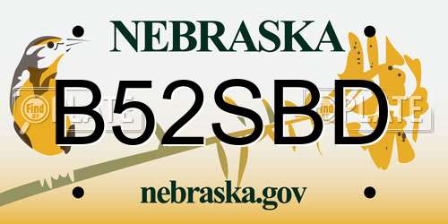 B52SBD Nebraska License Plate