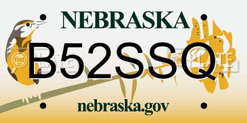 B52SSQ Nebraska License Plate