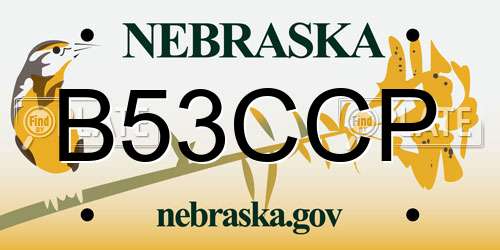 B53CCP Nebraska License Plate