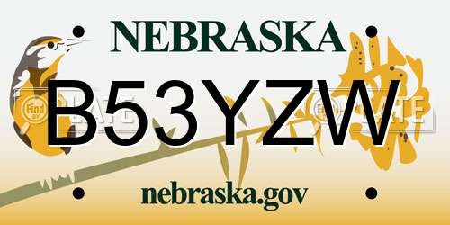 B53YZW Nebraska License Plate