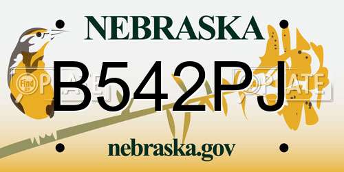 B542PJ Nebraska License Plate