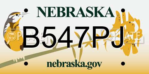 B547PJ Nebraska License Plate