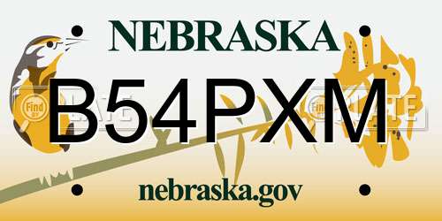 B54PXM Nebraska License Plate
